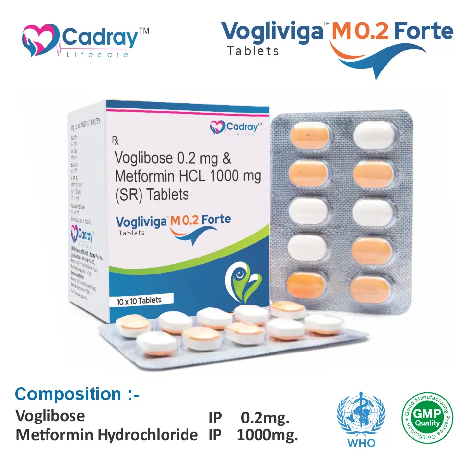 Metformin 1000mg + Voglibose 0.2mg Tablet PCD Pharma Franchise